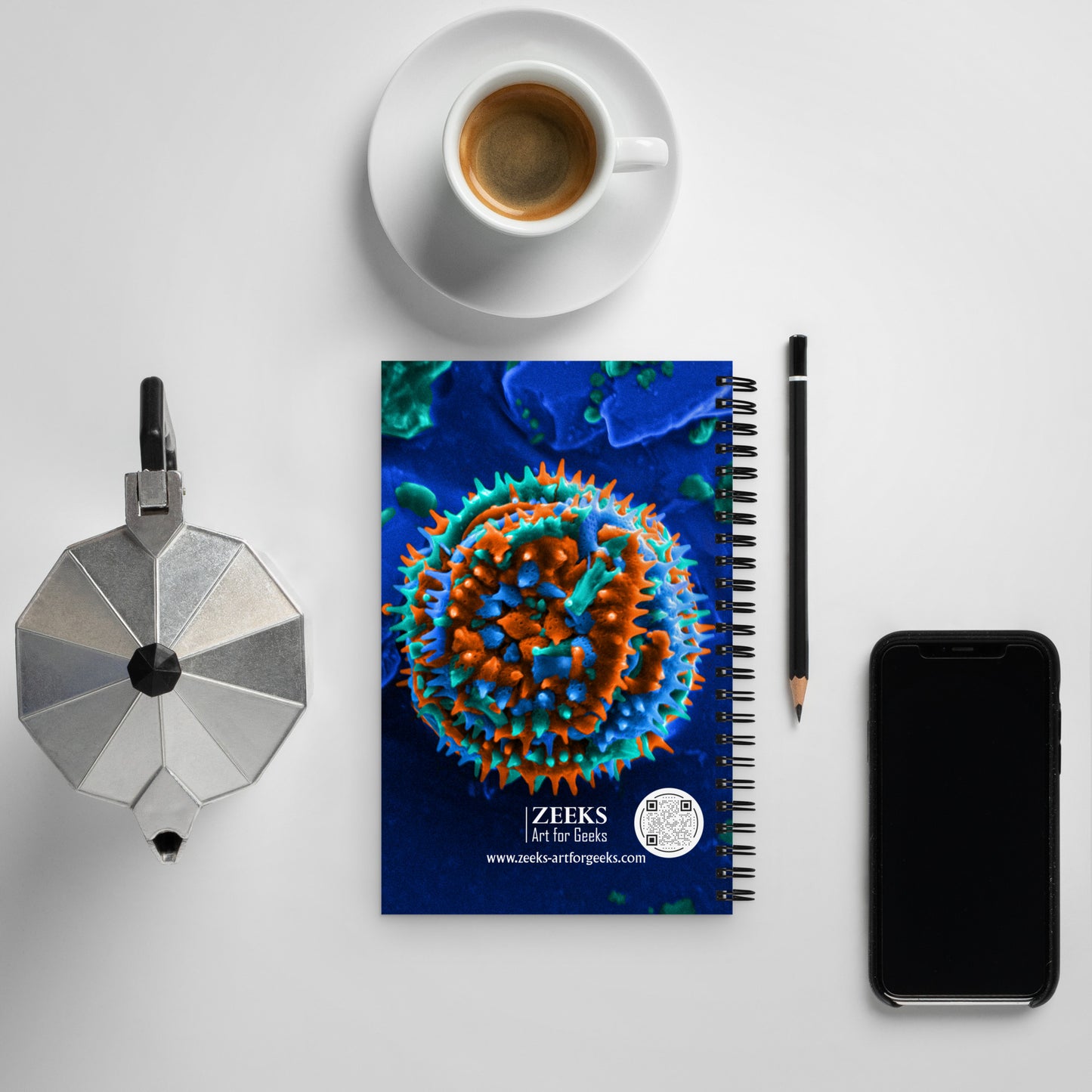 Science Art Spiral Notebook - Pollen - Zeeks - Art for Geeks